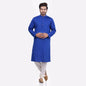 Nakshi Royal Blue Cotton Linen Hand Block Print Men's Long Kurta