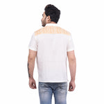 Load image into Gallery viewer, White Tussar Cotton Hand Block Print Men&#39;s Half Shirt
