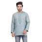 Nakshi Powder Blue Tussar Ghichha Thread Embroidery Men's Short Kurta