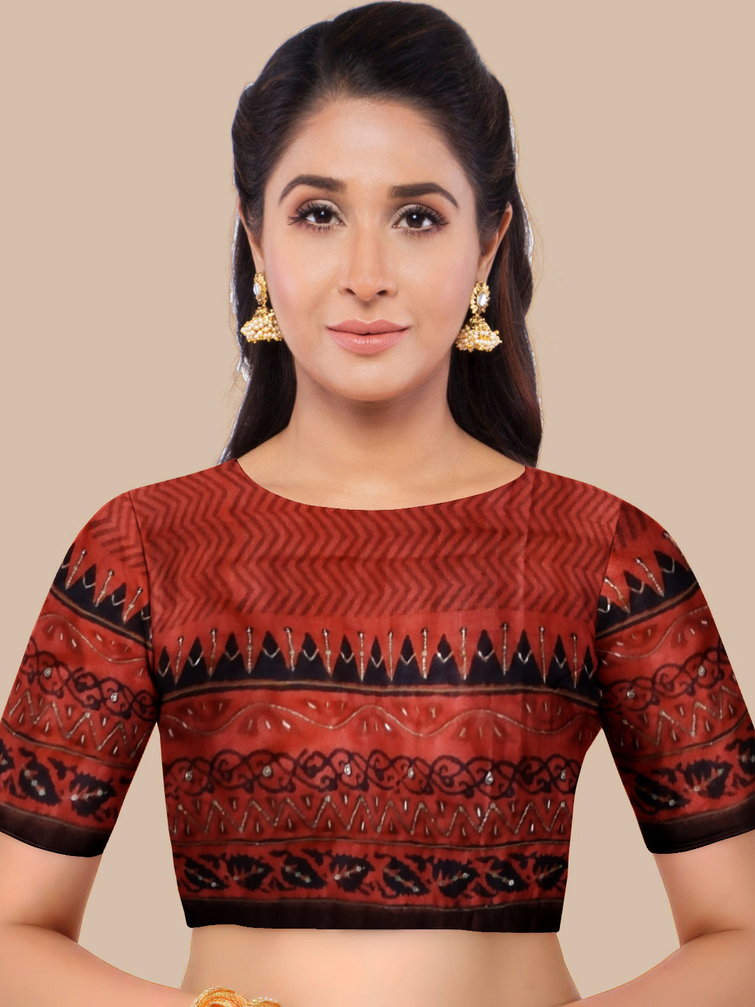 Nakshi Off-White And Crimson Red Hand Printed Tussar Silk Saree With Zari Embroidery And Dabka Work