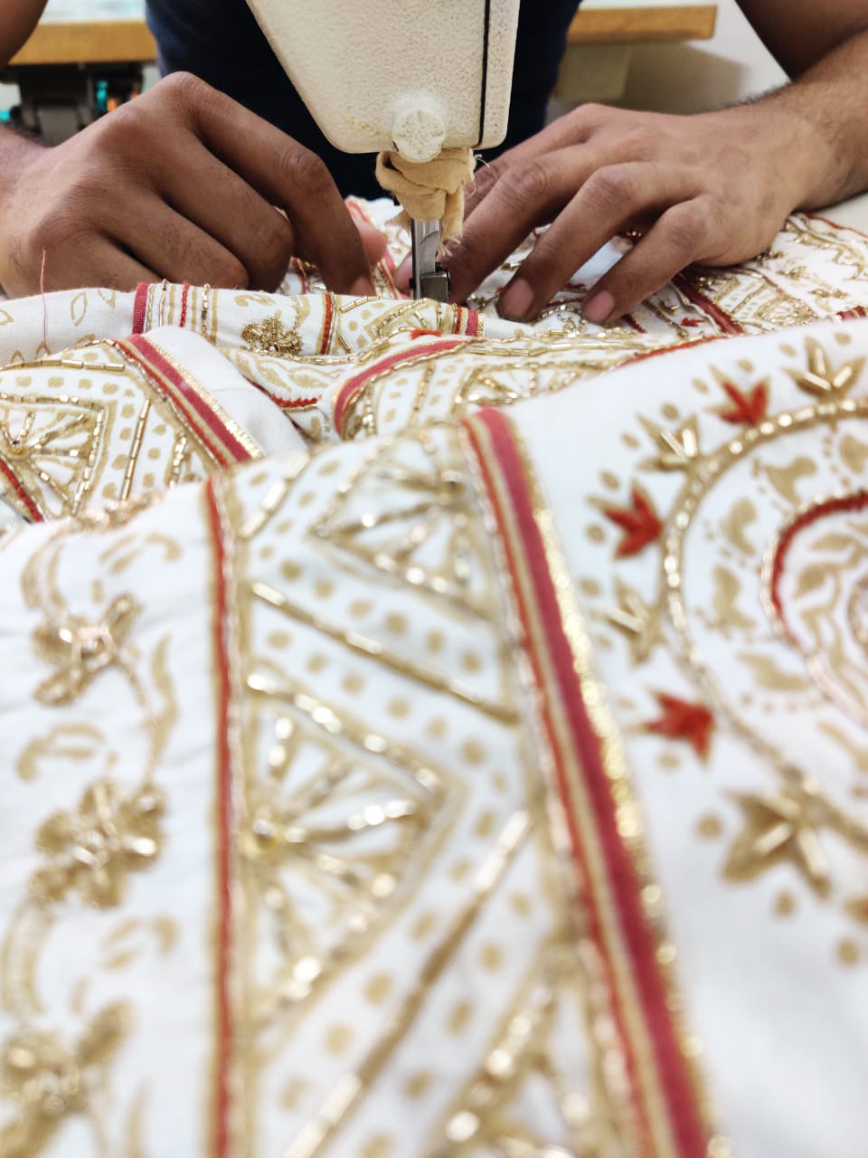 Nakshi Women White Tussar Viscose Hand Embroidered Anarkali Set