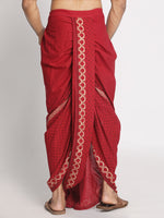 Load image into Gallery viewer, Maroon Pure Cotton ethnic pattern Handblock print Dhoti
